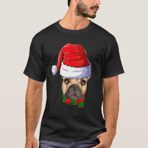 Camiseta Buldogue francês Santa Claus Roupa Natal Cão K