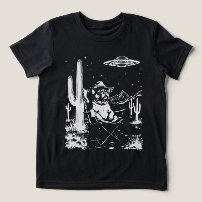 Camiseta Buldogue francês UFO (Design frontal)