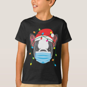 Camiseta Buldogue Francês Vestindo Feriado de Máscara de Na