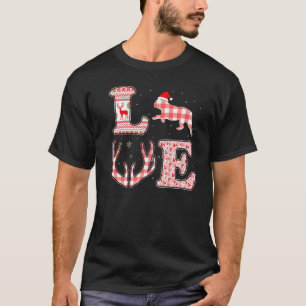 Camiseta Buldogue Francês Xmas Red Xadrez Reindeer Ugly Chr