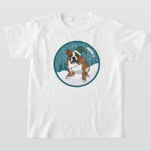 Camiseta Buldogue Inglês Feriado de Natal 