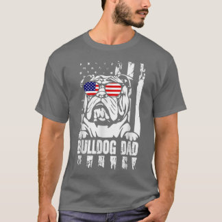 Camiseta Buldogue Inglês Touro Touro Pai Bandeira Americana