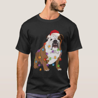 Camiseta Buldogue Natal Luz Xmas Cachorro