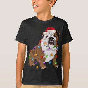 Camiseta Buldogue Natal Luz Xmas Cachorro