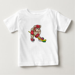 Camiseta Buldogue no hóquei no gelo com bastão de hóquei