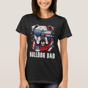 Camiseta Buldogue Pai Dos Eua Bandeira 4 De Julho Pai Cão