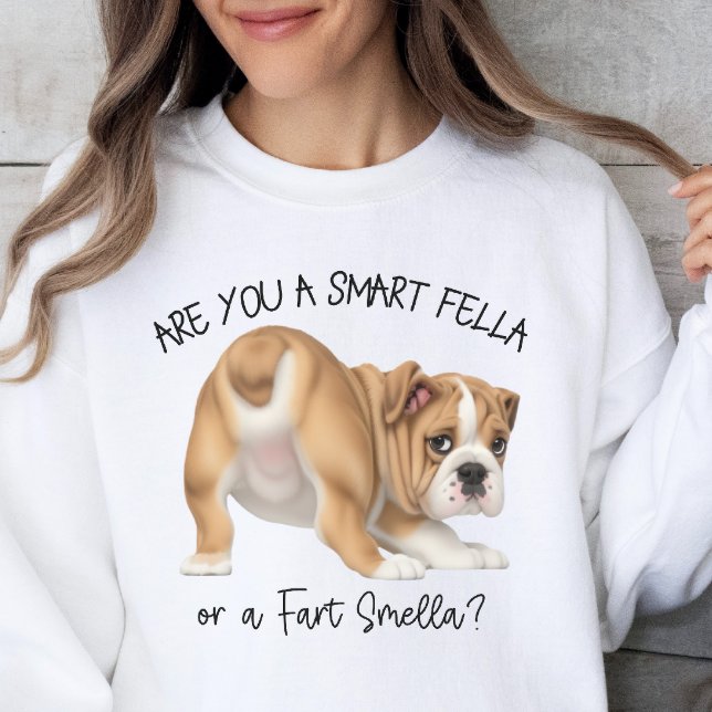 Camiseta Buldogue Puppy Smart Fella Fart Smella (Criador carregado)