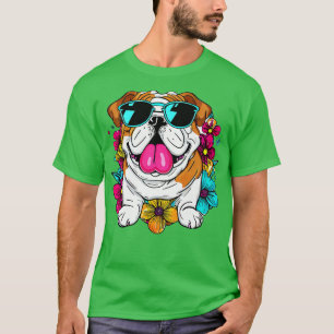 Camiseta Buldogue super legal e flores bonitas