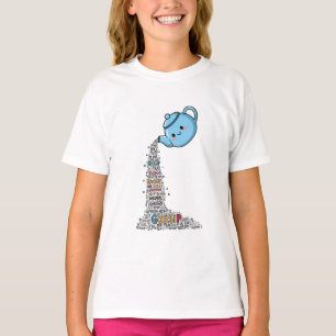 Camiseta Bule Chaleira Fofa Derramando Nuvem de Palavras de