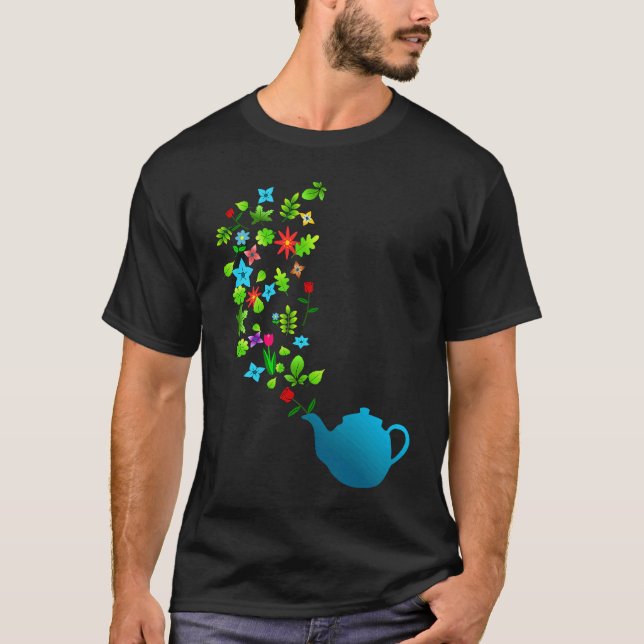 Camiseta Bule de Chá do Jardim de Flores (Frente)