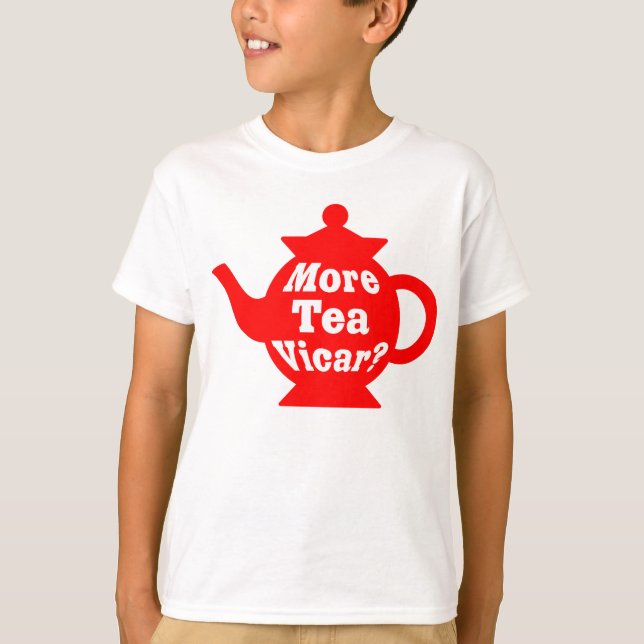 Camiseta Bule - mais vigário do chá? - Vermelho e branco (Frente)