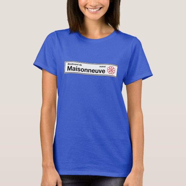 Camiseta Bulevar de Maisonneuve, sinal de rua de Montreal (Frente)