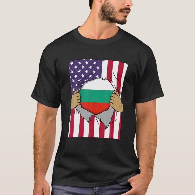 Camiseta Bulgária Flag Dentro Me Home Orgulho Búlgaro Ameri (Frente)