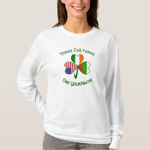 Camiseta Bulgária Irlanda EUA Flags Shamrock Personalizado