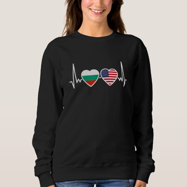 Camiseta Bulgaria USA Heartbeat Flag American Bulgarian (Frente)