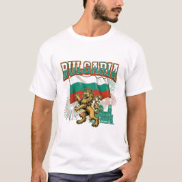 Camiseta Bulgarian Patriotic Lion with Flag and Fireworks