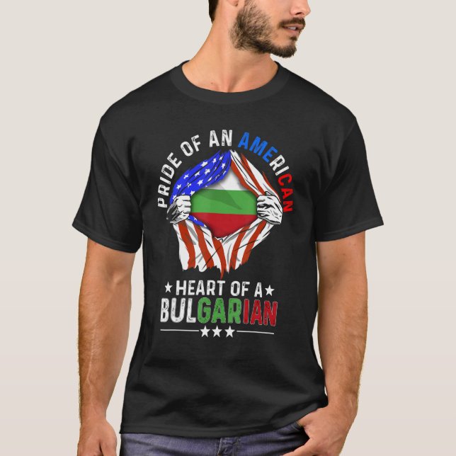 Camiseta Búlgaro Americano Orgulho Estrangeiro Bulgária (Frente)