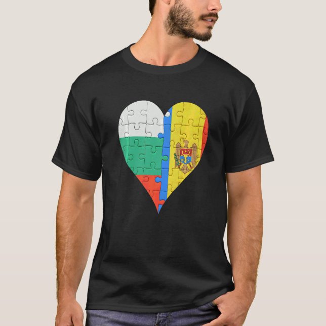 Camiseta Búlgaro Sinalizador Moldovan Heart (Frente)