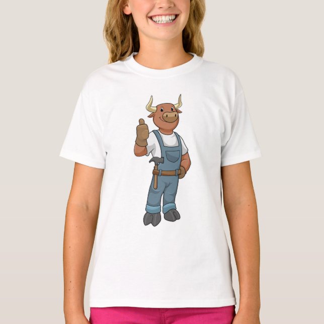 Camiseta Bull como Handyman com Hammer (Frente)