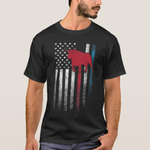 Camiseta Bull Cow Rodeo 4 De Julho American Flag Usa Amer