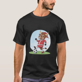 Camiseta Bull in Christmas costume and soccer ball