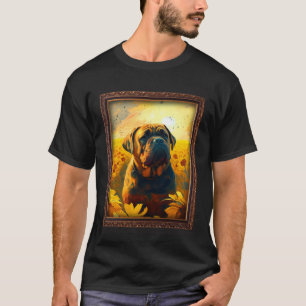 Camiseta Bull Mastiff Pintura Flor de Girassol Mãe Mulheres