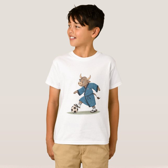 Camiseta Bull playing soccer in karate kimono (Frente Completa)