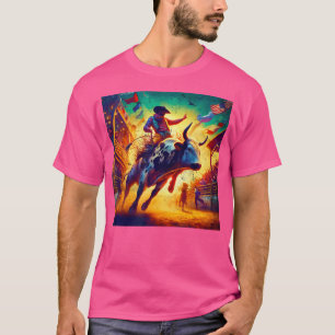 Camiseta Bull Riding Cowboy Rodeo Western Art