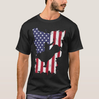 Camiseta Bull Riding Rodeo Cowboy USA Bandeira 4 De Julho