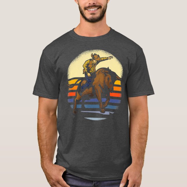 Camiseta Bull Riding Rodeo Rider Cowboy Western Vintage (Frente)