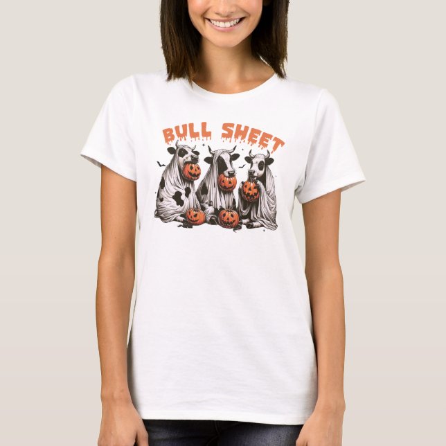 Camiseta Bull Sheet Funny Retro Halloween Cows (Frente)