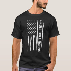 Camiseta Bull Skull Bull Horns - American Flag Sayings