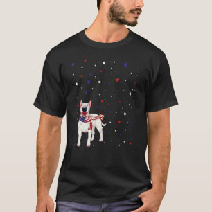 Camiseta Bull Terrier American Flag Scarf 4 De Julho