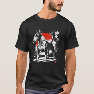 Camiseta Bull Terrier. Animal Sumi-e Legal ao Pôr do Sol