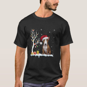 Camiseta Bull Terrier Cachorro Santa Hera Árvore Festiva Xm