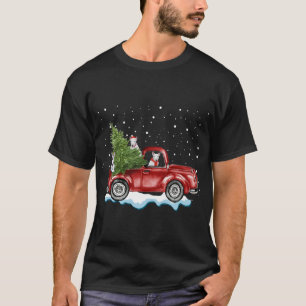 Camiseta Bull Terrier Cães Andam Caminhão Vermelho Natal En