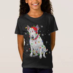 Camiseta Bull Terrier Christmas Sweet Dog Xmas Lights Tre