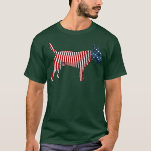 Camiseta Bull Terrier Dog American Flag 4 De Julho 