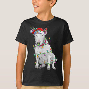 Camiseta Bull Terrier Dog Lover Xmas Santa Hat Bull Terrier