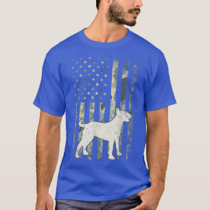 Camiseta Bull Terrier Dog Pai Mãe Camoue EUA Bandeira
