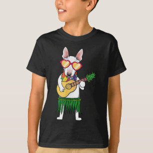 Camiseta Bull Terrier Hawaiian Costume Jogando Ukulele Summ