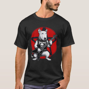 Camiseta Bull Terrier Inglês Heavy Metal Guitar Rock Cão L