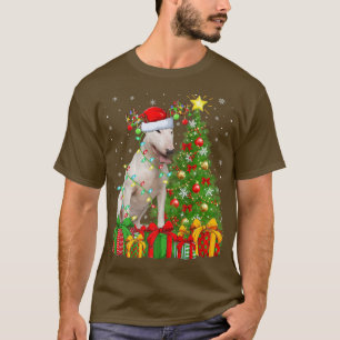 Camiseta Bull Terrier Lighting Xmas Tree Papais noeis Bull