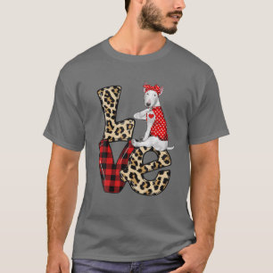 Camiseta Bull Terrier Love Leopardo Happy Valentine Day Dog