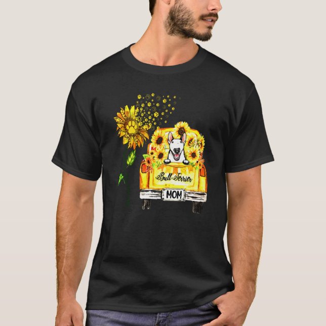 Camiseta Bull Terrier Mãe Cachorro de Girassol (Frente)