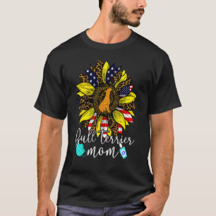 Camiseta Bull Terrier Mãe Usa Bandeira Leopardo Girassol 4º