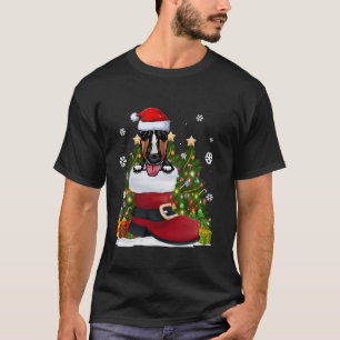 Camiseta Bull Terrier no Natal Santa Hat Calçado