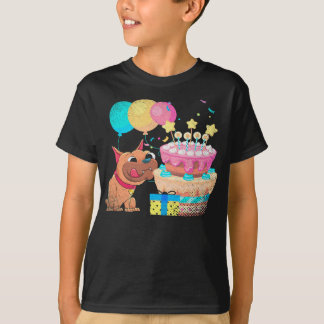Camiseta Bulldog Cake Balloons Celebration Birthday Party