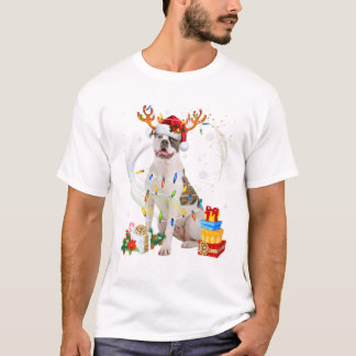 Camiseta Bulldog Christmas Reindeer