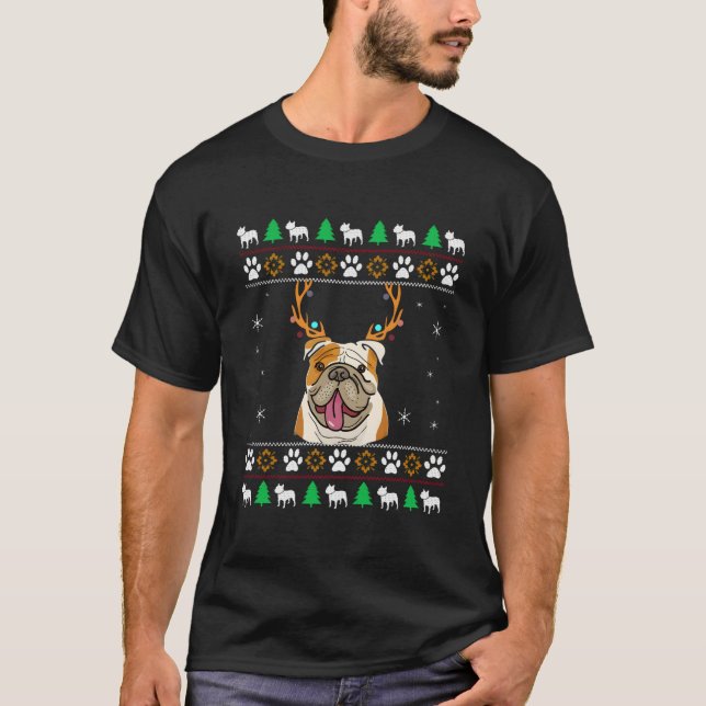 Camiseta Bulldog Com Chifres Em Um Feio (Frente)